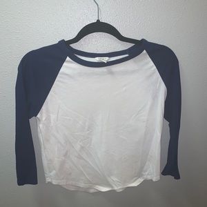 Navy and white cropped top
